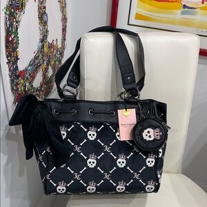Juicy Couture Black and White Skull Tote